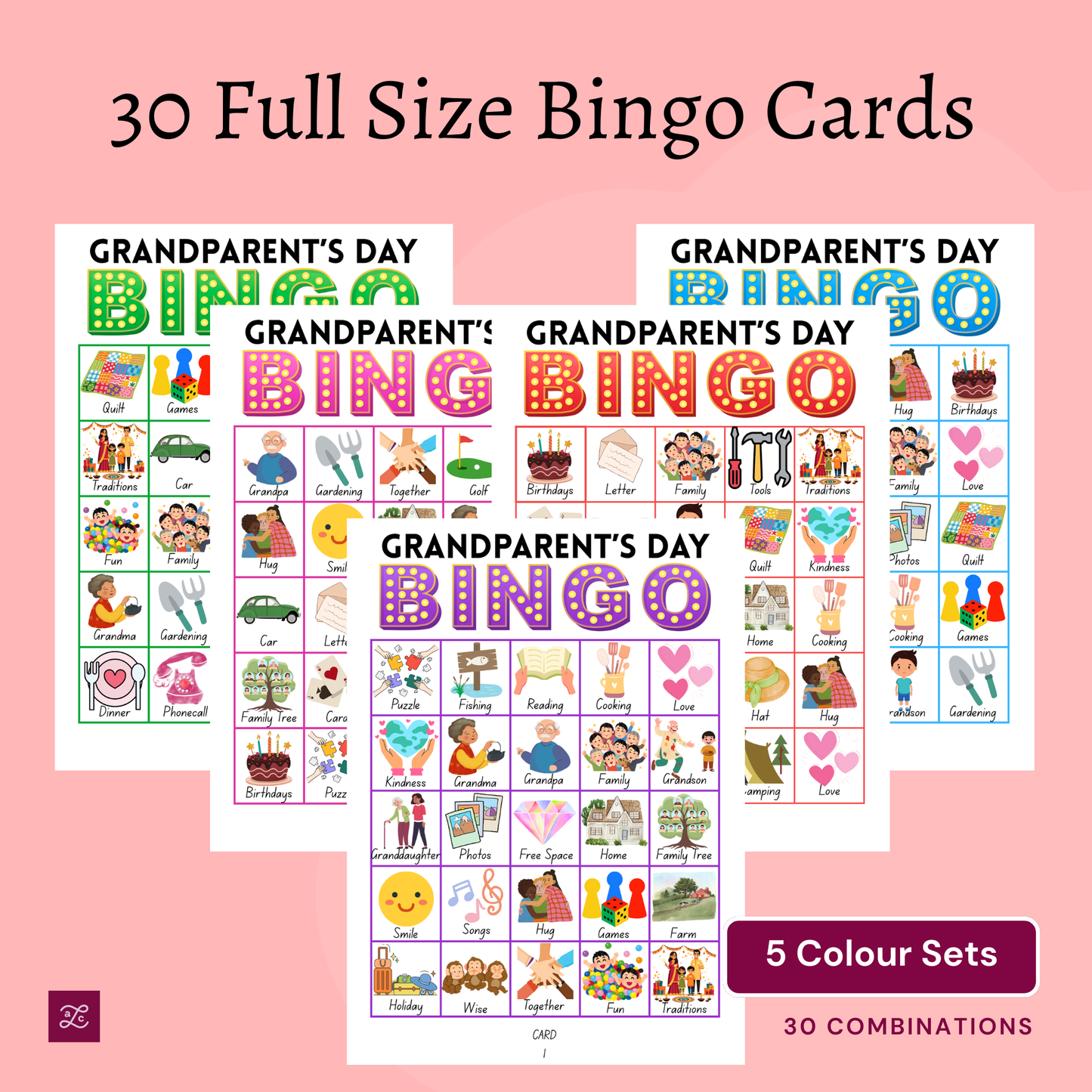 No Prep - Grandparent's Day Picture Bingo