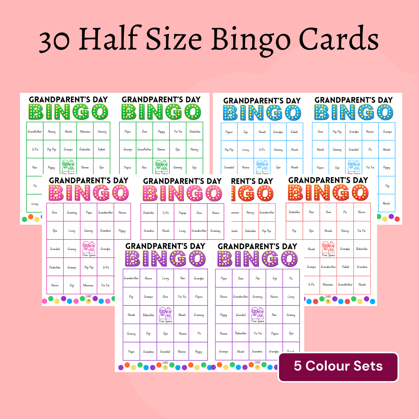 No Prep - Grandparent's Day Word Bingo
