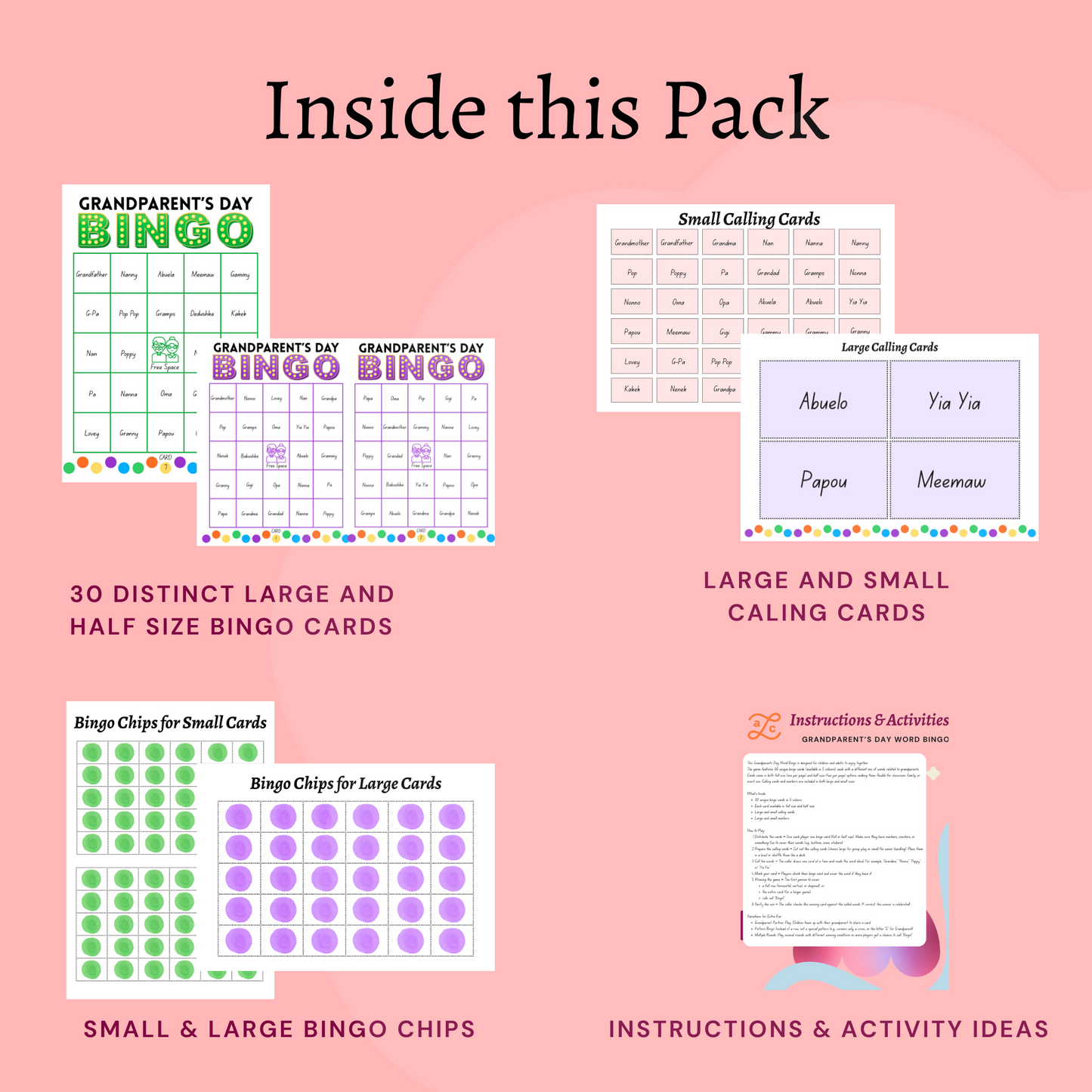 No Prep - Grandparent's Day Word Bingo