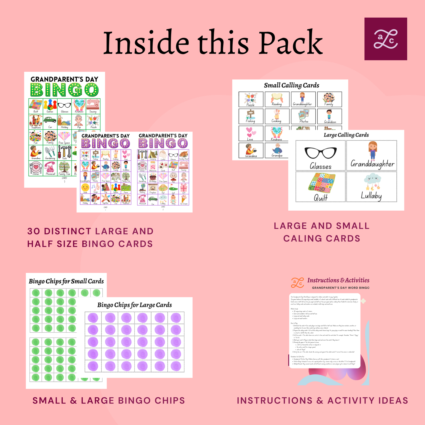 No Prep - Grandparent's Day Picture Bingo