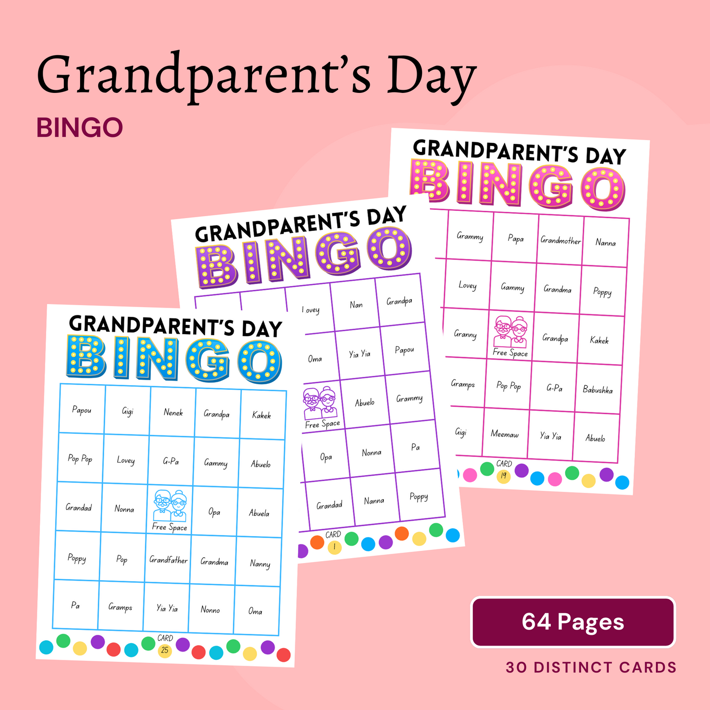 No Prep - Grandparent's Day Word Bingo