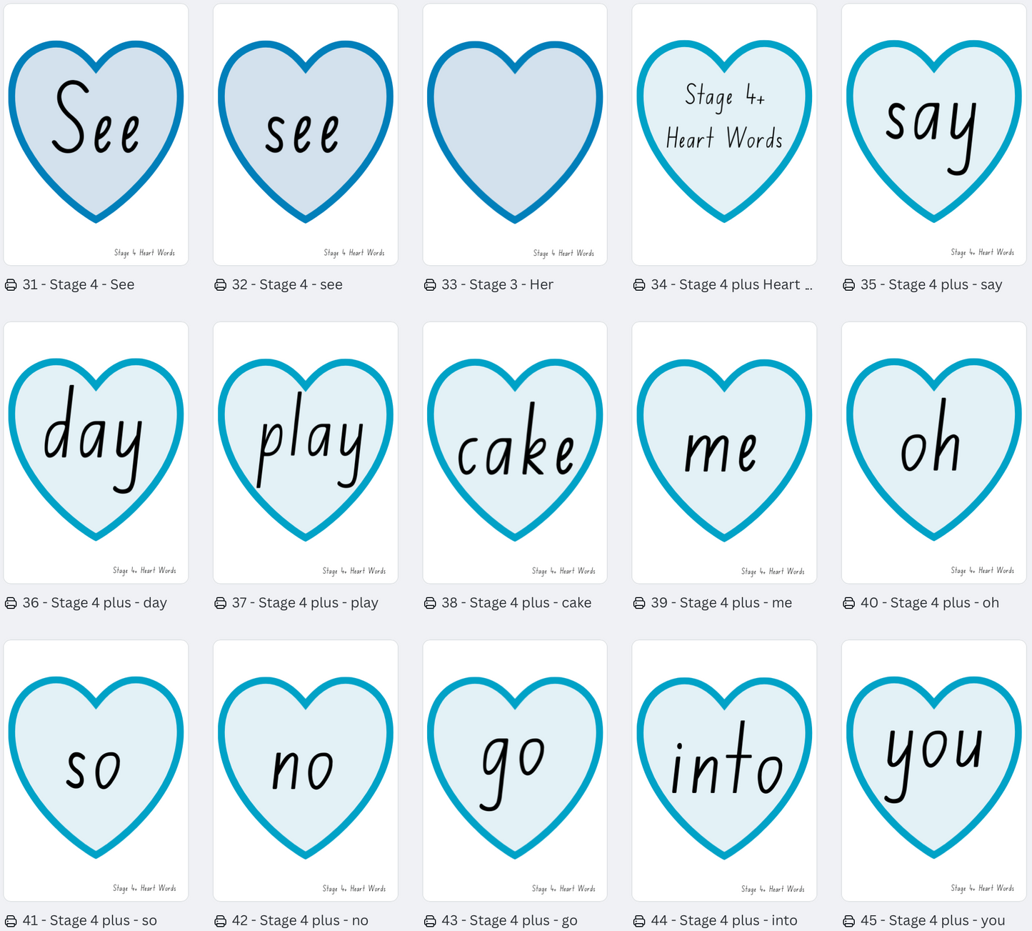 Little Learner's Love Literacy - Heart Words - NSW Foundation Font