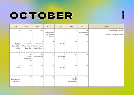 October 2025 Calendar