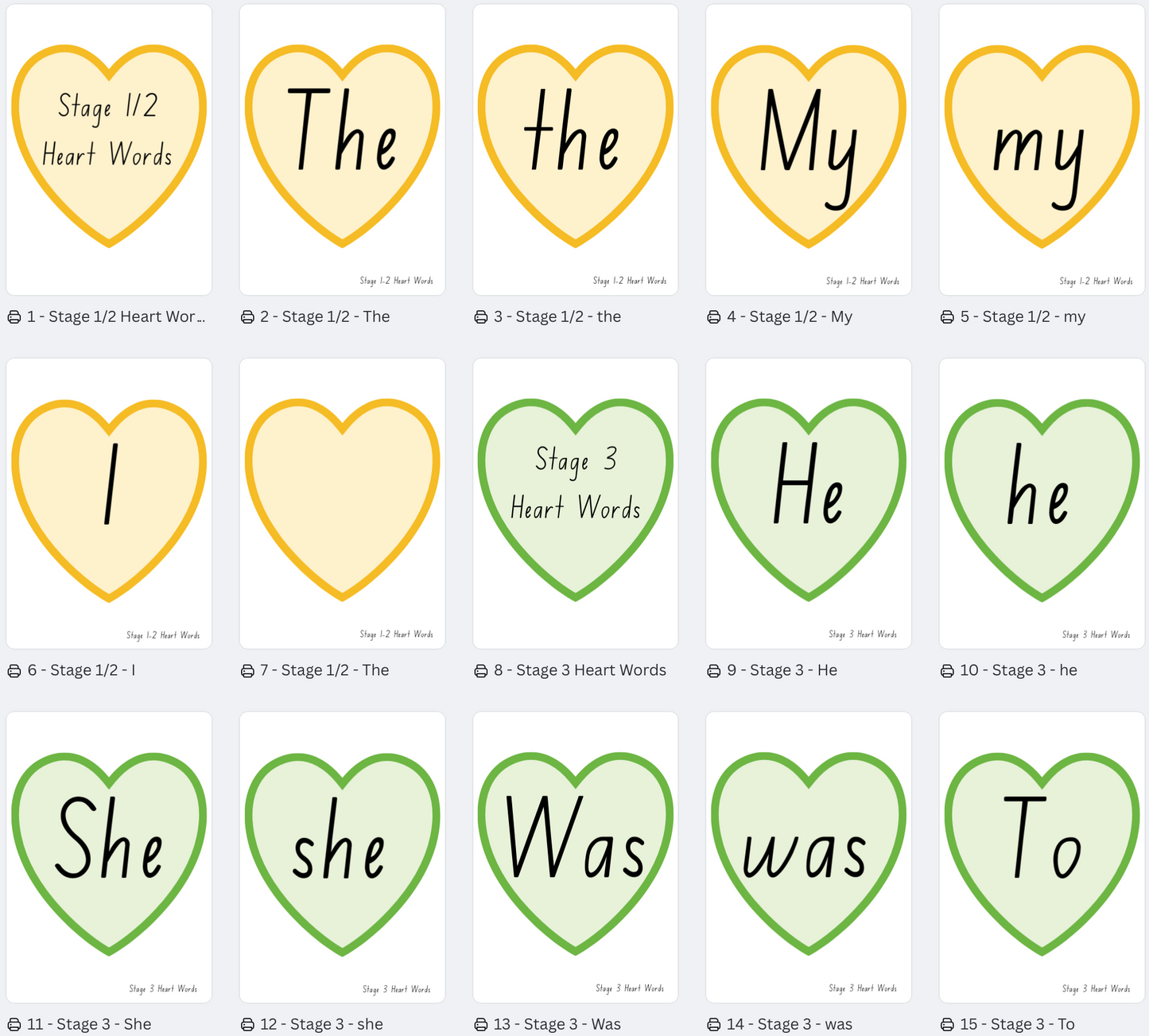 Little Learner's Love Literacy - Heart Words - NSW Foundation Font
