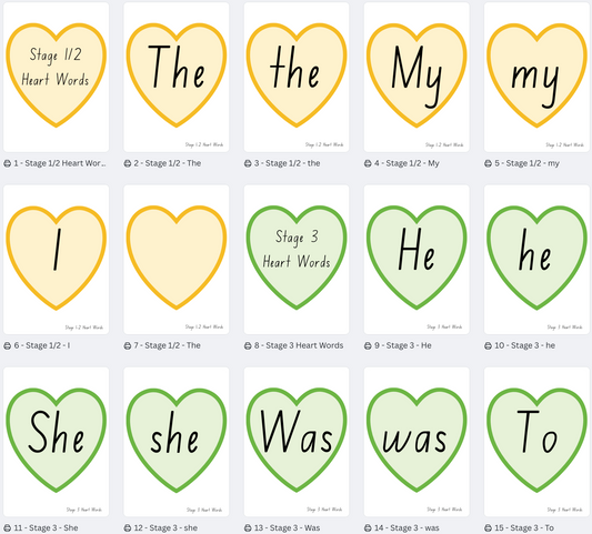 Little Learner's Love Literacy - Heart Words - NSW Foundation Font