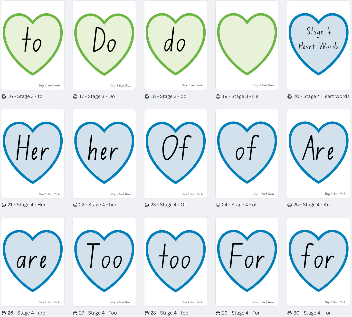 Little Learner's Love Literacy - Heart Words - NSW Foundation Font